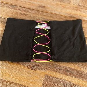 Black crop top with Neon lace up front